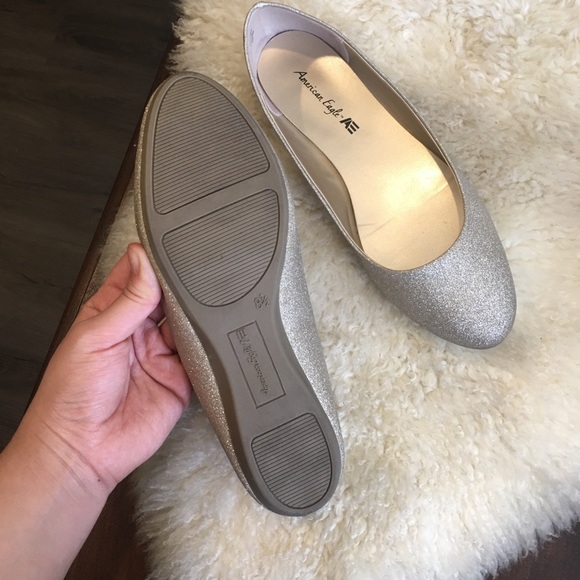 AEO - Glitter Silver Gold Metallic Ballet Flats 8.5 - Picture 14 of 16